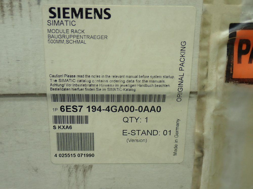 Siemens Plc Module Rack - 6es7 194-4ga00-0aa0