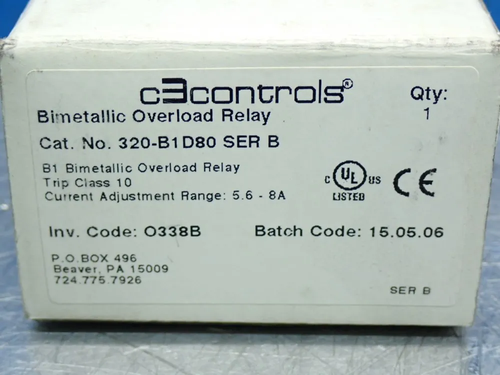 C3controls Bimetallic Overload Relay - 320-b1d80