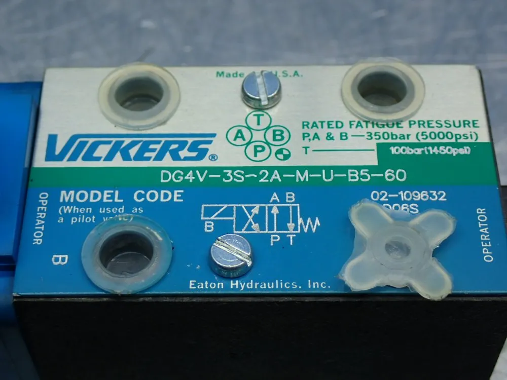 Vickers 100bar- 350bar, 80lpm Hydraulic Directional Control Valve - Dg4v-3s-2a-m-u-b5-60