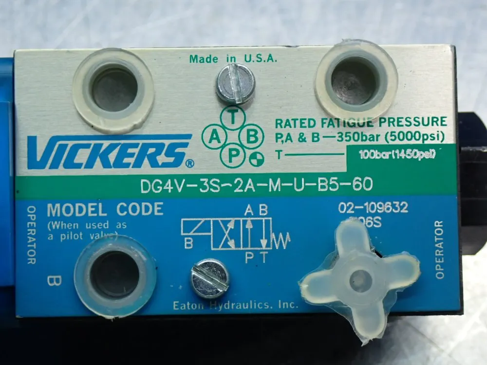 Vickers 100bar- 350bar, 80lpm Hydraulic Directional Control Valve - Dg4v-3s-2a-m-u-b5-60