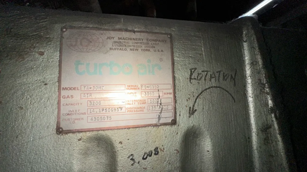 700 Hp Joy Centrifugal Turbo- Air Air Compressor, Model Ta-30