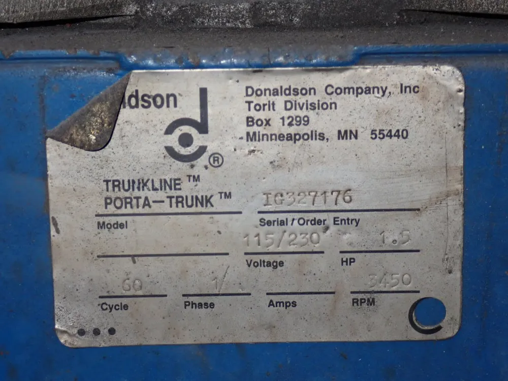 Donaldson Torit 1.5 Hp Dust Collector - Trunkline Porta Trunk