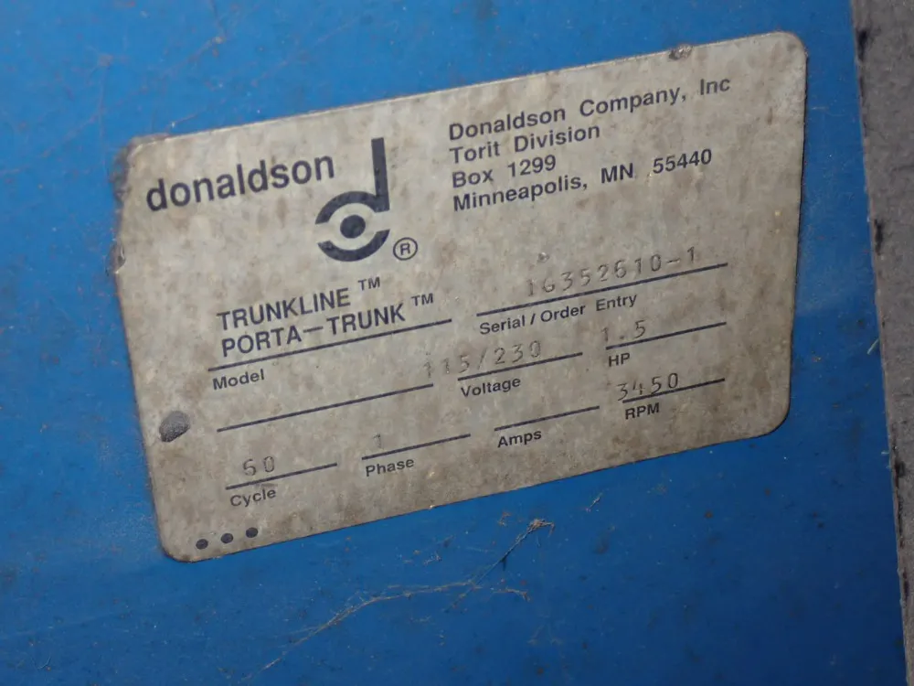Donaldson Torit 1.5 Hp Dust Collector - Trunkline Porta Trunk