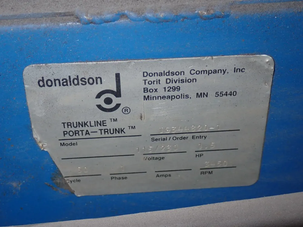 Donaldson Torit 1.5 Hp Dust Collector - Trunkline Porta Trunk