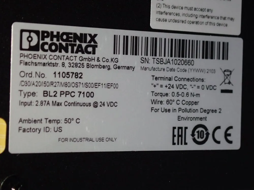 Phoenix Contact Control Cabinet - Bl2 Ppc 7100