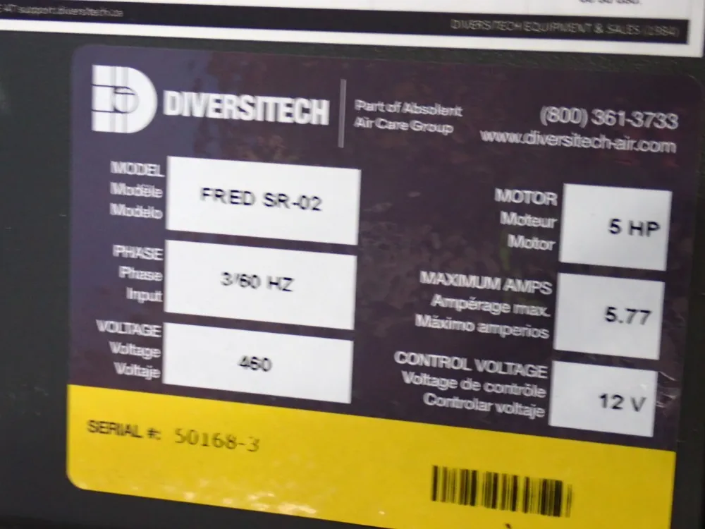 Diversitech 5 Hp Weld Fume Extractor W/arms - Fred Sr-02