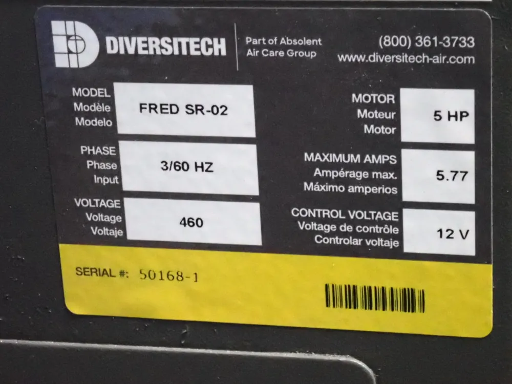 Diversitech 5 Hp Weld Fume Extractor W/arms - Fred Sr-02