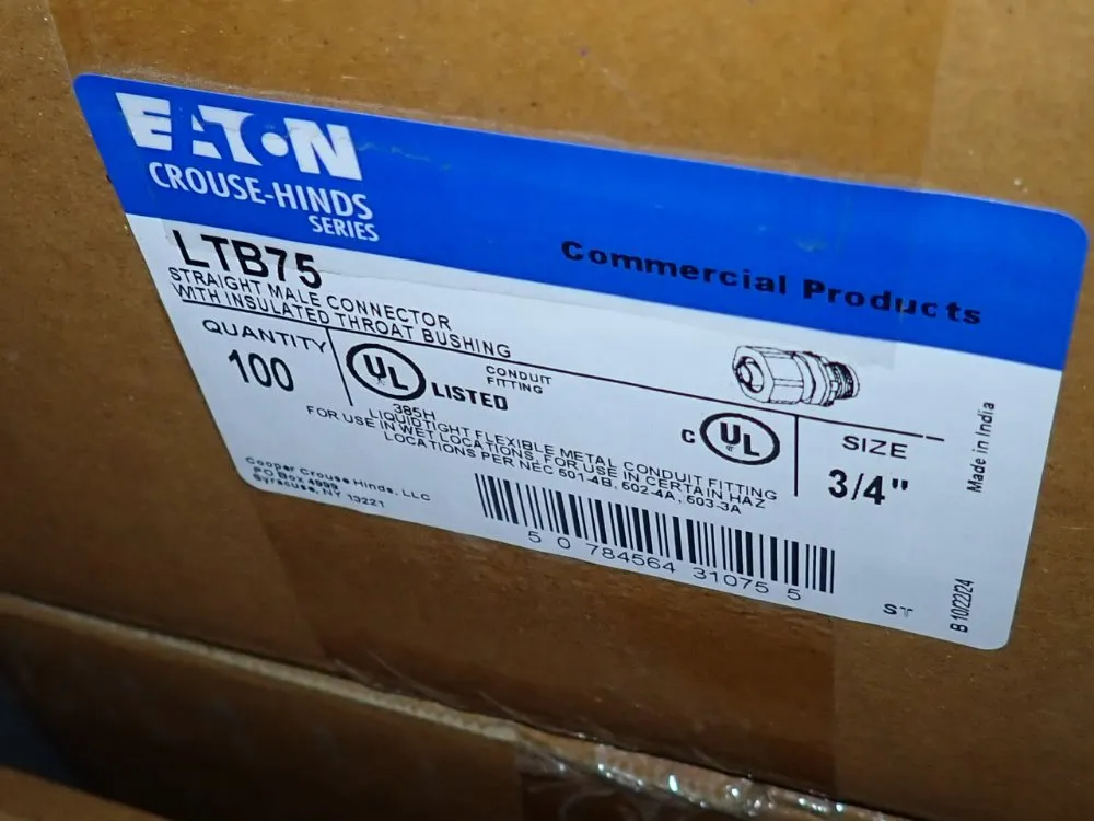 Eaton 3/4" Straight Male Connectors - Ltb75