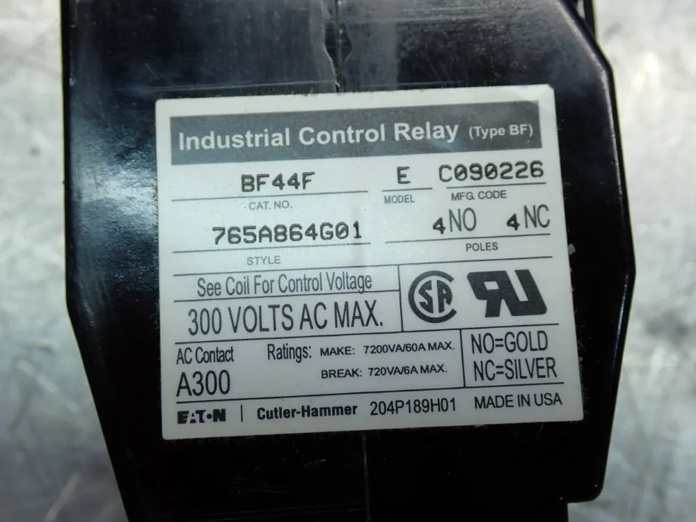 Cutler Hammer Control Relay - Bf44f