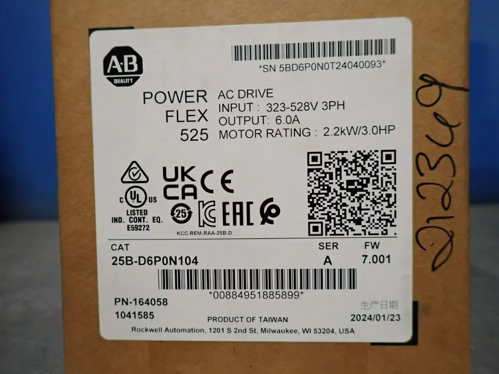 Allen-bradley Power Flex S25 Adjustable Frequency Ac Drive - 25b-d6pon104