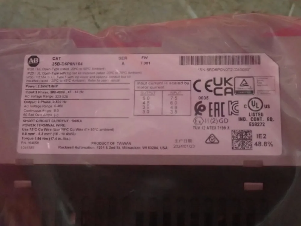 Allen-bradley Power Flex S25 Adjustable Frequency Ac Drive - 25b-d6pon104