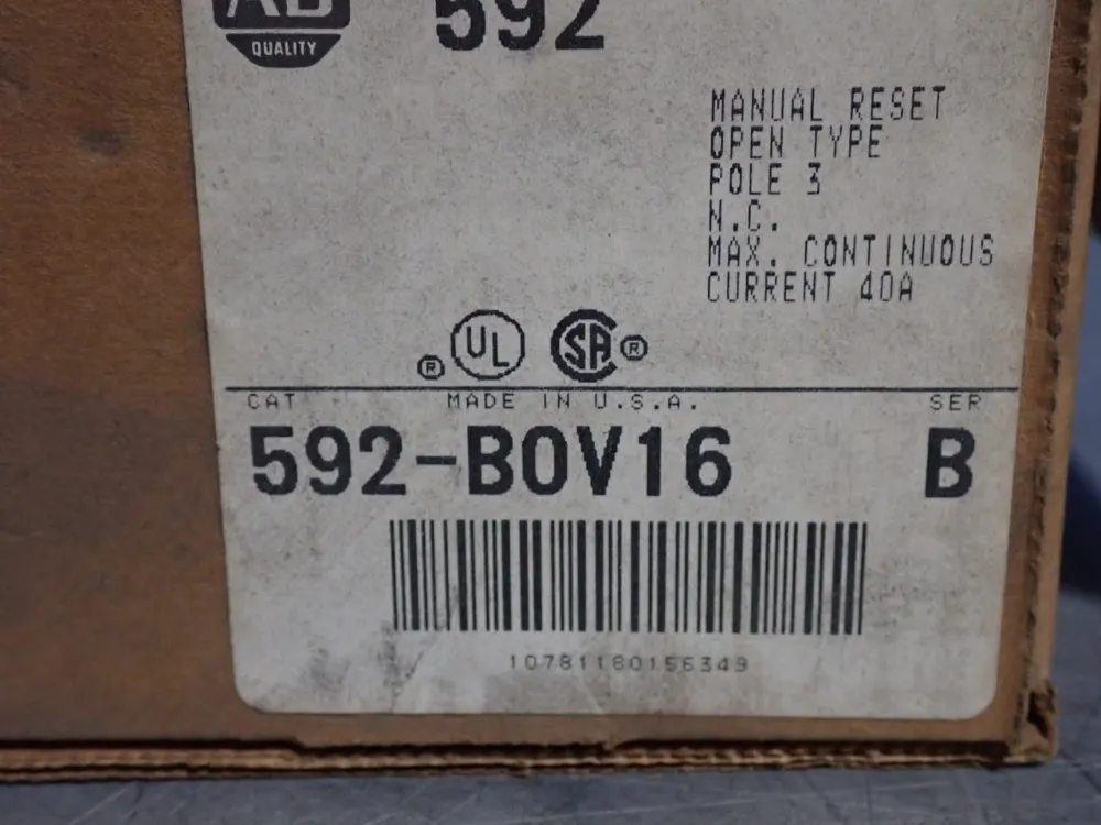 Allen Bradley Overload Relay - 592-bov16