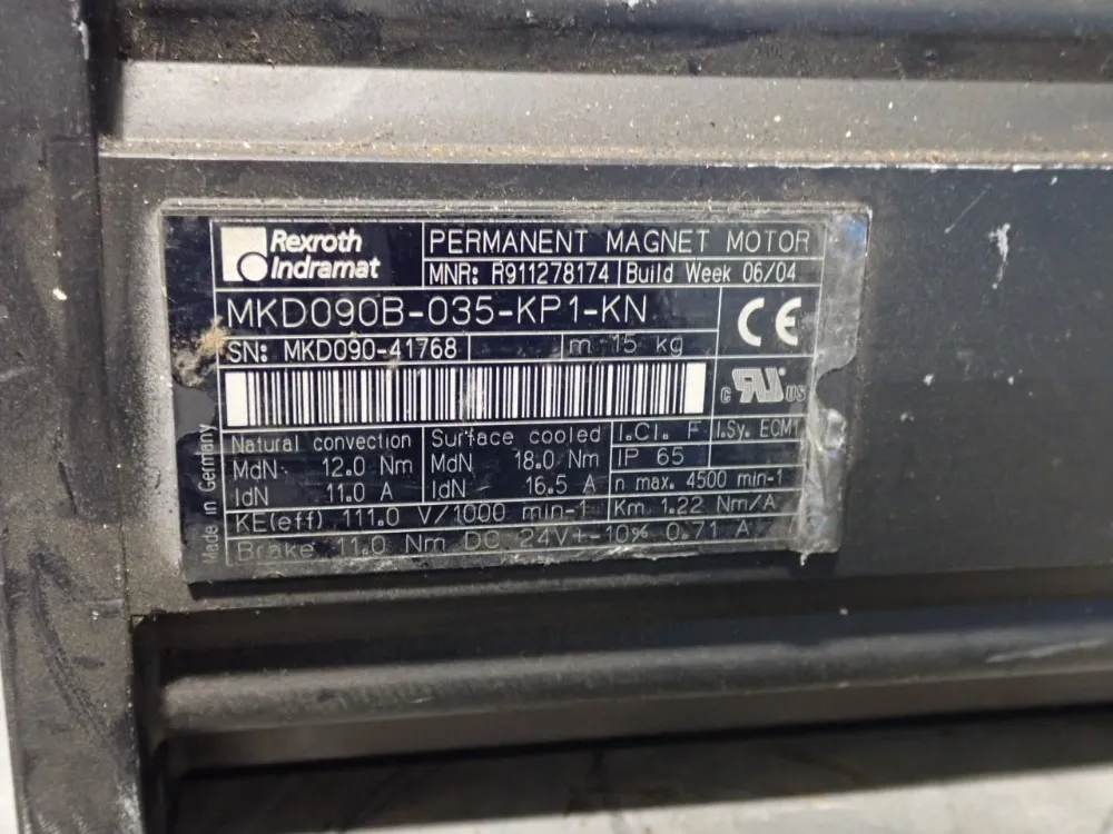 Rexroth Permanent Magnet Motor - Mkd090b-035-kp1-kn