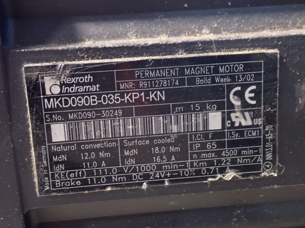 Rexroth Permanent Magnet Motor - Mkd090b-035-kp1-kn