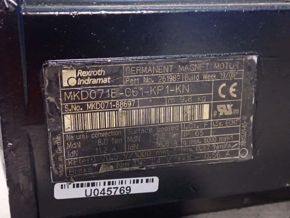 Rexroth Permanent Magnet Motor - Mkd071e-061-kp1-kn