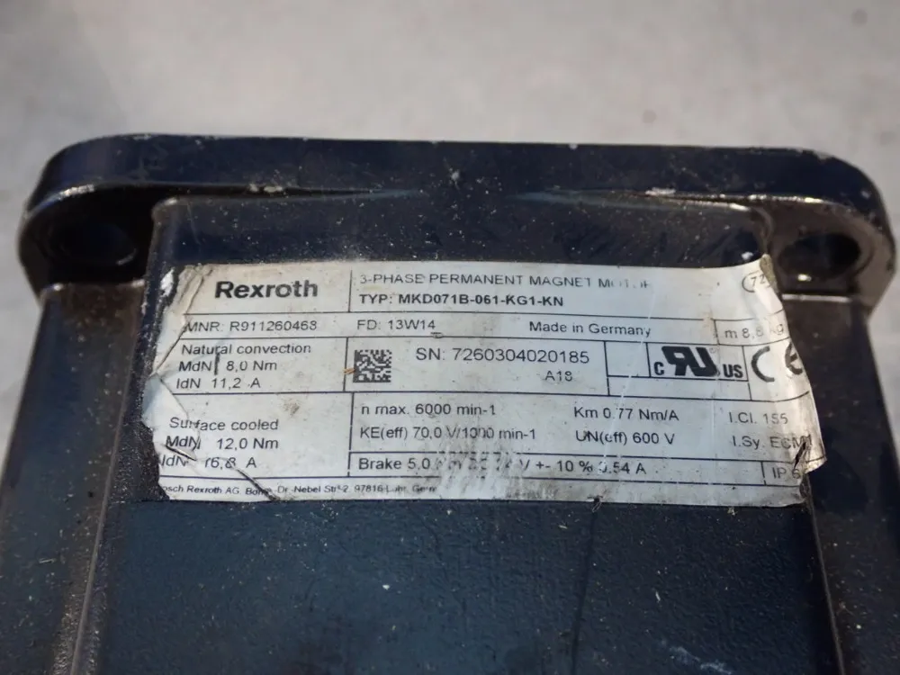 Rexroth Permanent Magnet Motor - Mkd071b-061-kp1-kn