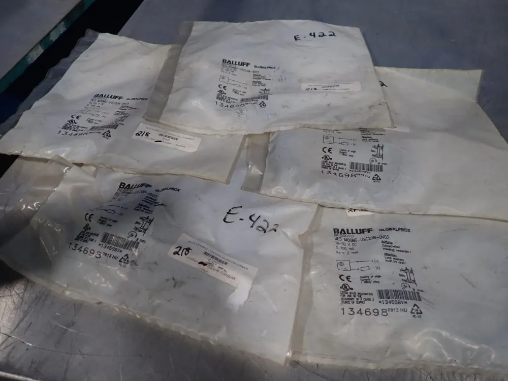 Balluff Lot Of 5 Inductive Proximity Sensor - Besm08mg-usc20b-bv03