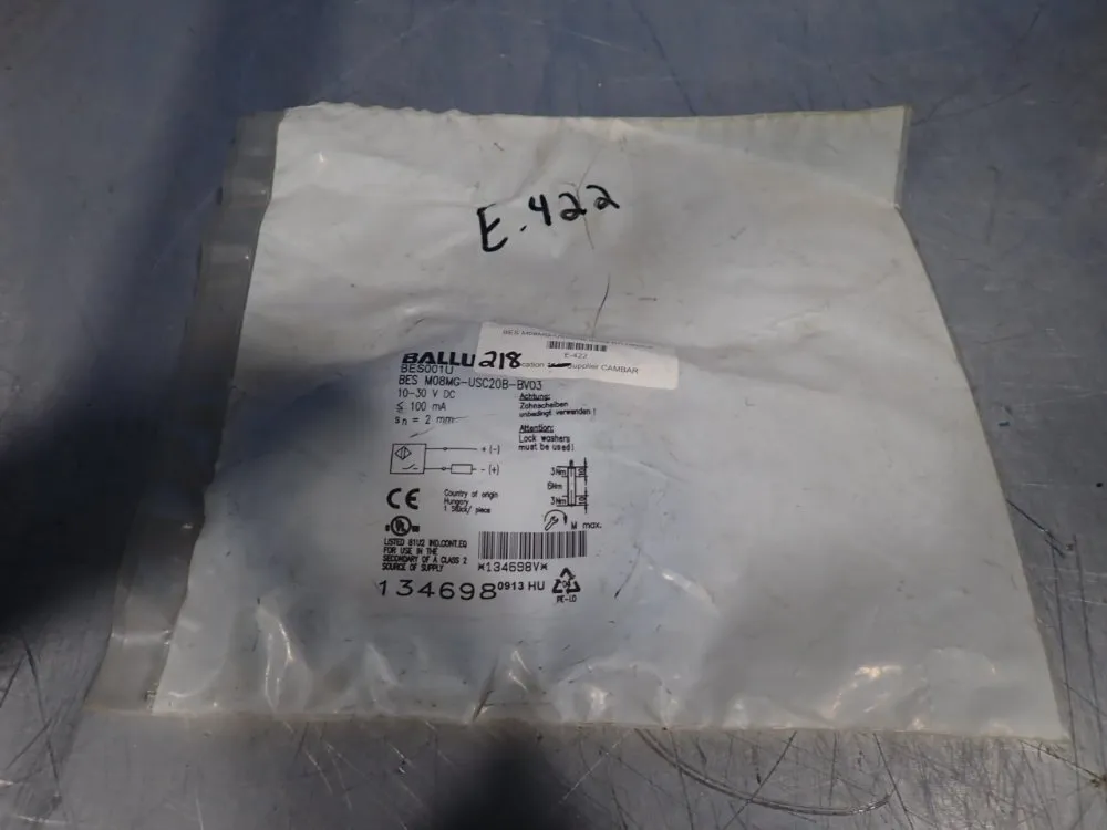 Balluff Lot Of 5 Inductive Proximity Sensor - Besm08mg-usc20b-bv03