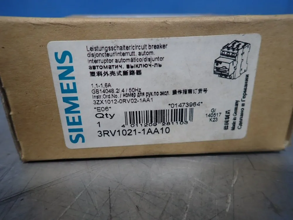 Siemens Circuit Breaker - 3rv1021-1aa10