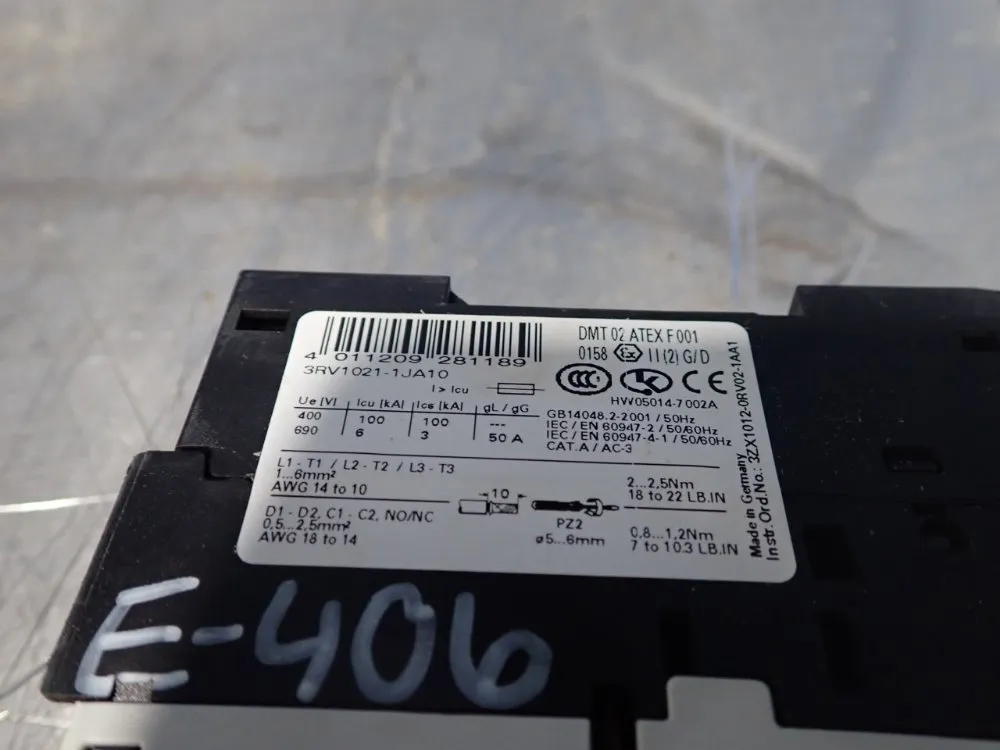 Siemens Circuit Breaker - 3rv1021-1ja10