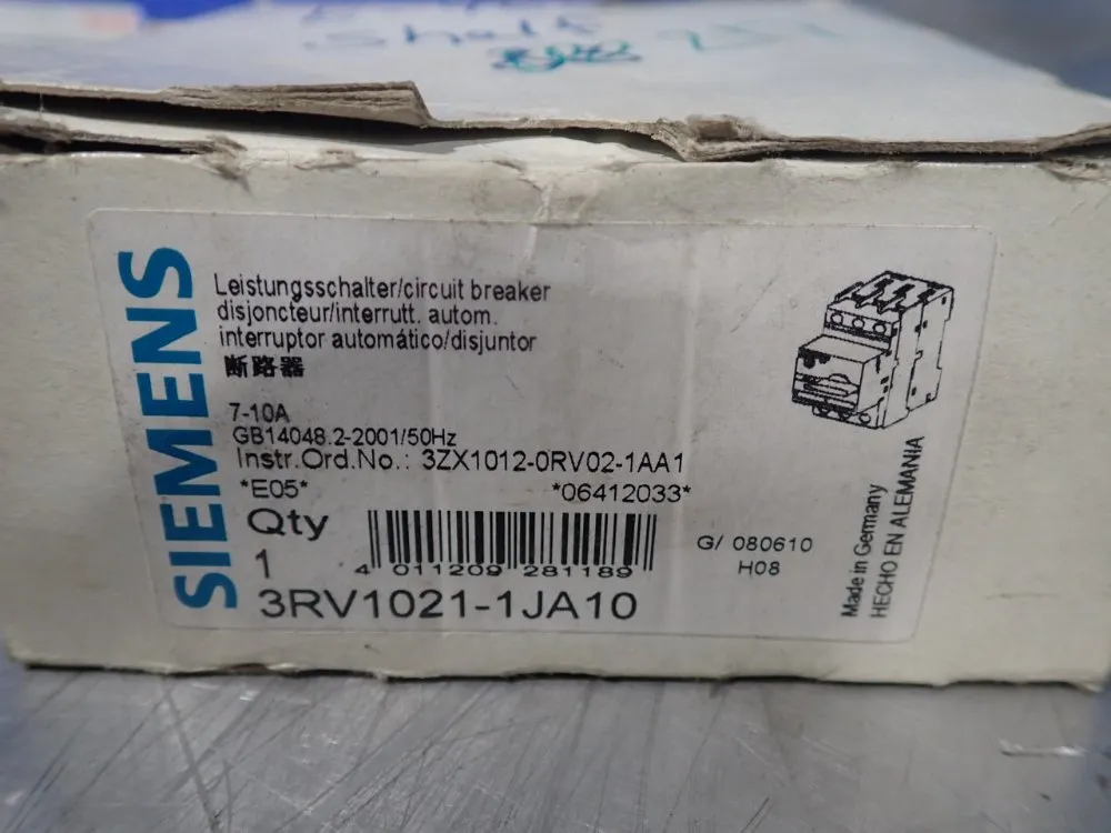 Siemens Circuit Breaker - 3rv1021-1ja10