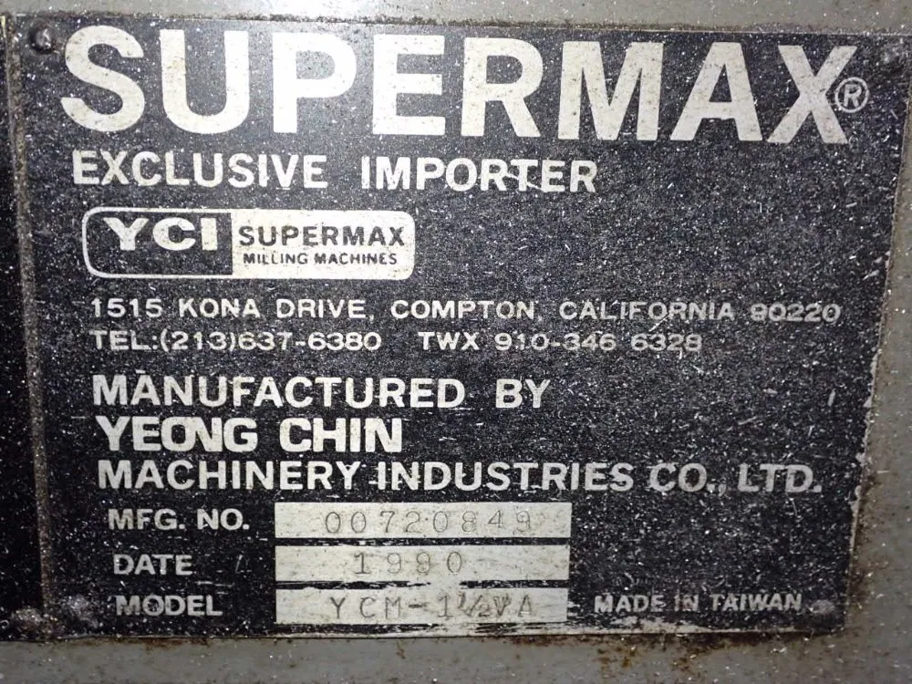 Yci Supermax 9" X 49" Vertical Mill - Ycm-1 1/2va