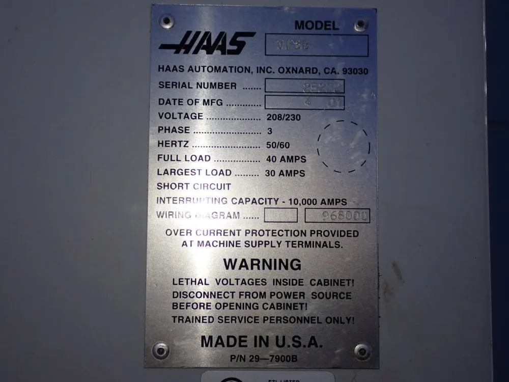 Haas 18" X 48" Cnc Vmc - Vf-3b