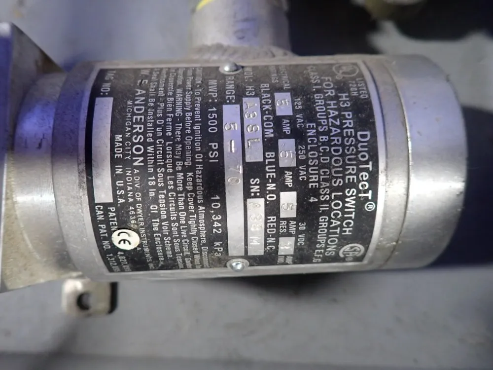 Sheffer, Duotect Pressure Switch, Pneumatic Cylinder