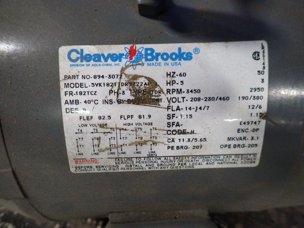 Cleaver Brooks 5 Hp Motor - 5vk182ttdr922apl