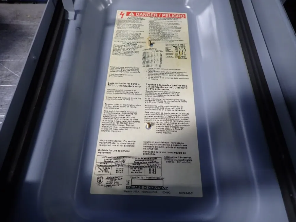 Square D 60 Amps Non Fusible Disconnect - Hu362awk