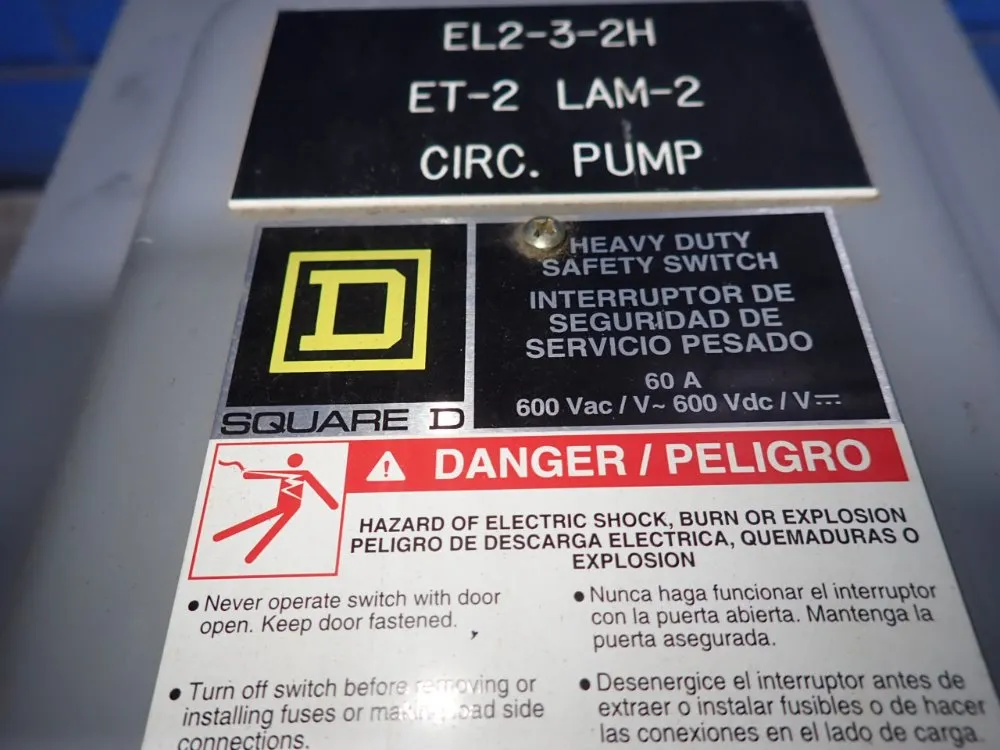 Square D 60 Amps Non Fusible Disconnect - Hu362awk