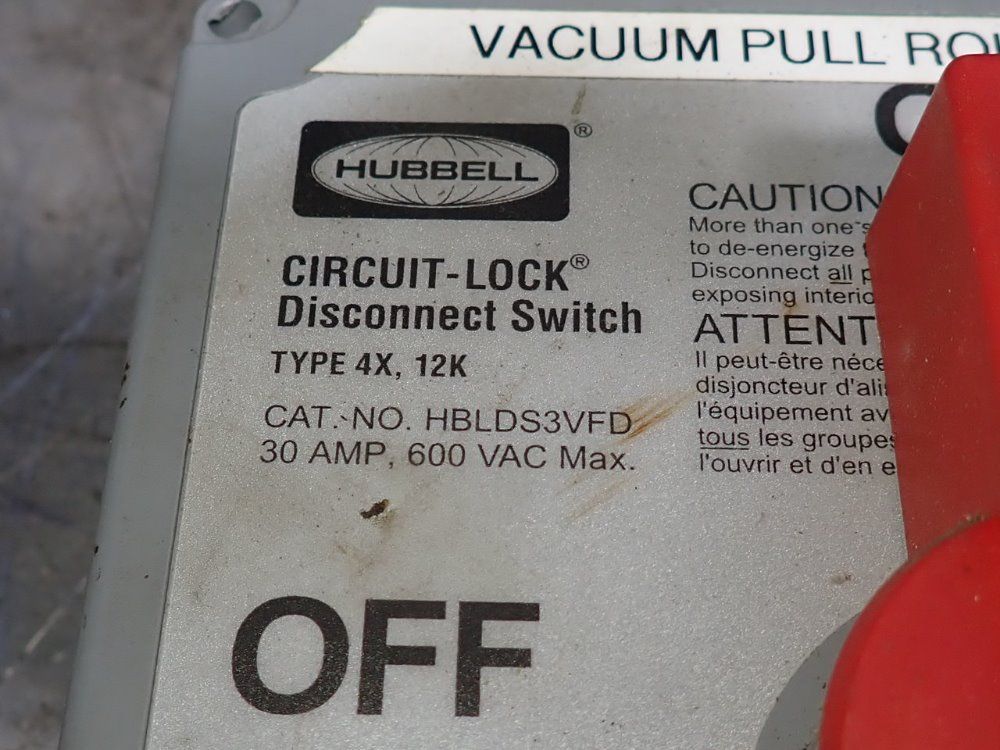 Hubbell 30 Amps Disconnect Switch - Hblds3vfd