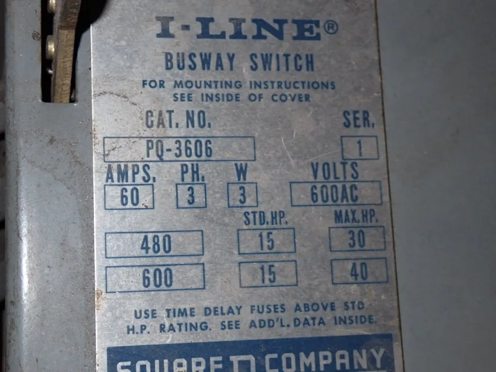 Square D 60 Amp / 600 Vac Bus Plug - Pq3606