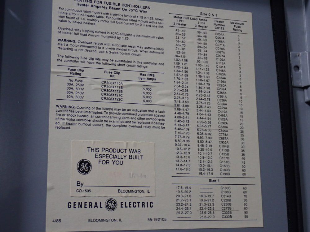 General Electric Size 0 Combination Starter