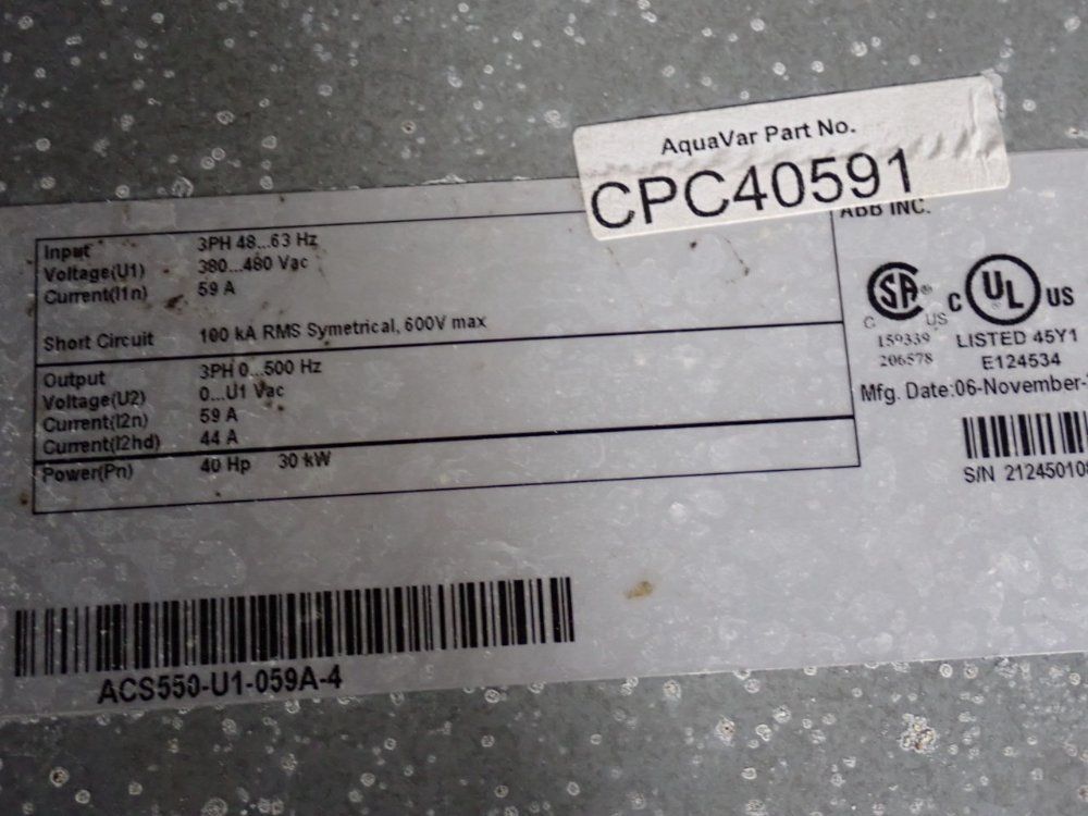 Goulds 40 Hp Drive - Acs550-u1-059a-4