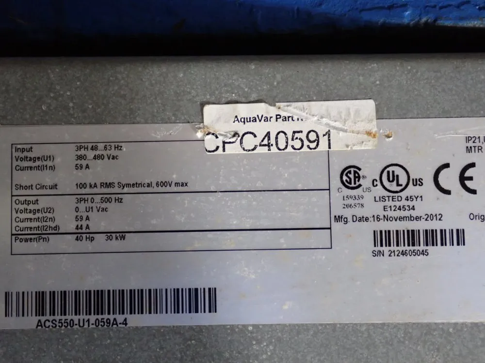 Goulds 40 Hp Drive - Acs550-u1-059a-4