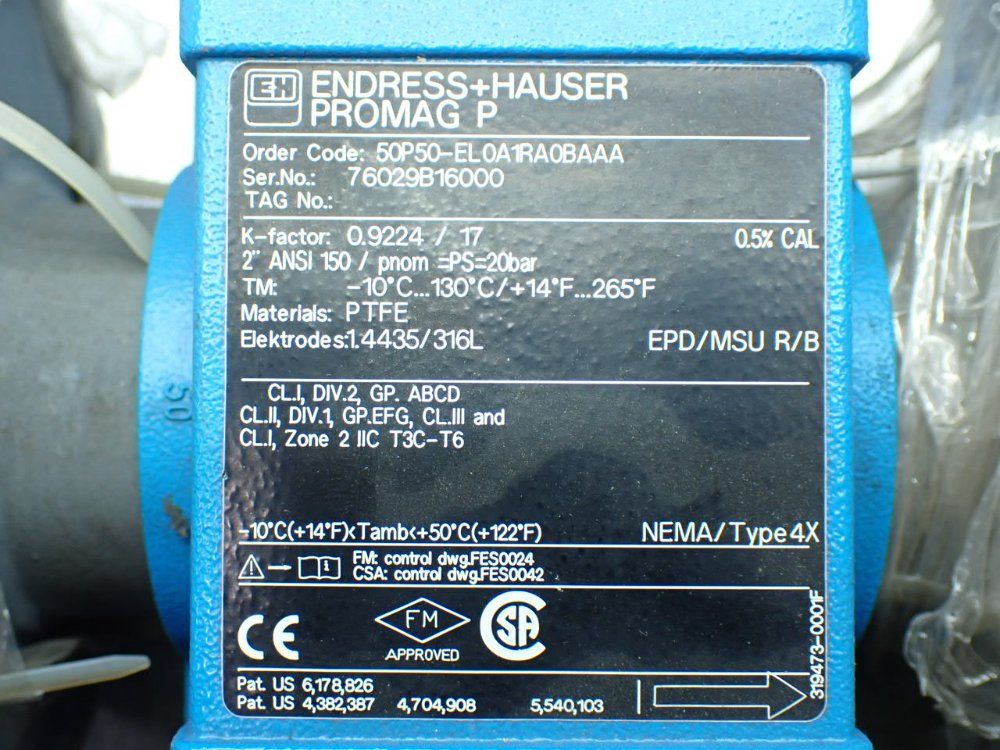 Endress+hauser Electromagnetic Flow Sensor. - 50p50-el0a1ra0baaa