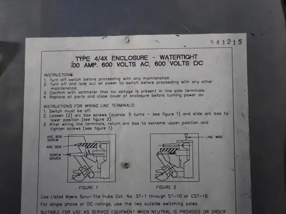 Westinghouse 100 Amp / 600 Vac S/s Non Fusible Disconnect - Whun363