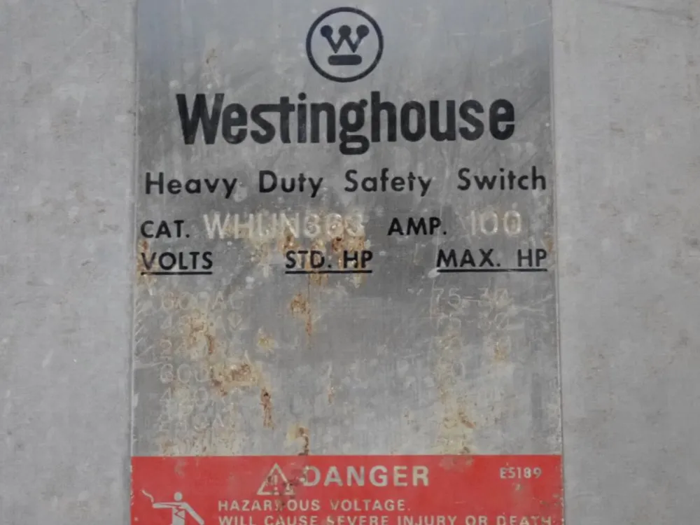 Westinghouse 100 Amp / 600 Vac S/s Non Fusible Disconnect - Whun363