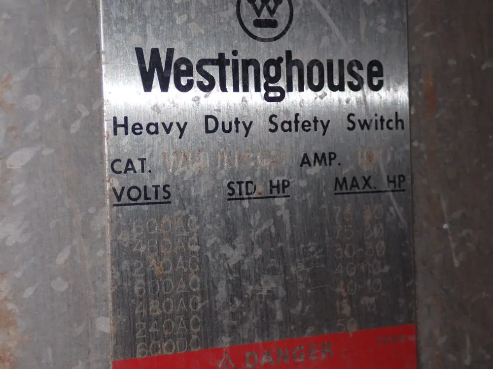 Westinghouse 100 Amp / 600 Vac S/s Non Fusible Disconnect - Whun363