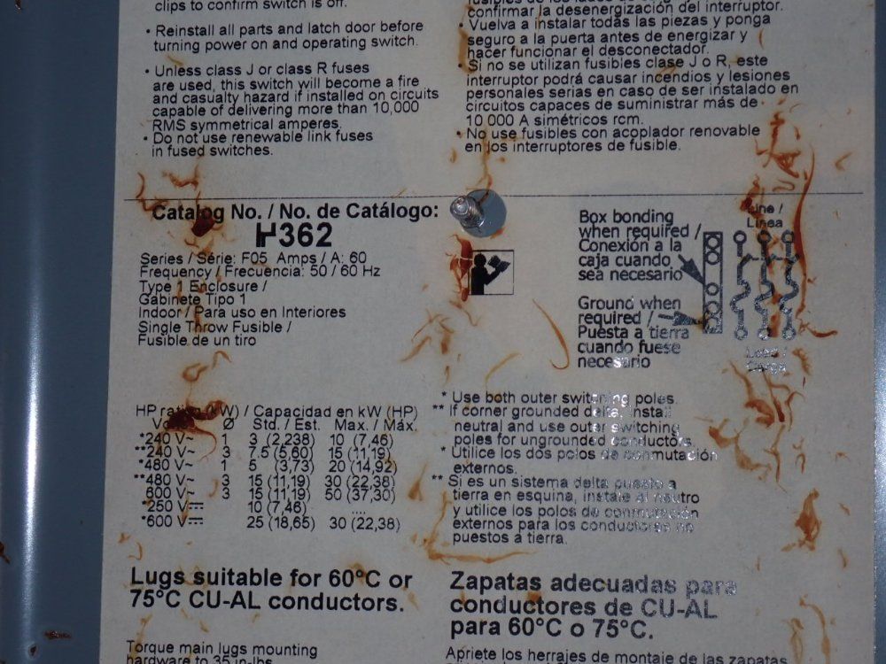 Square D 60 Amp / 600 Vac Fusible Disconnect - H362