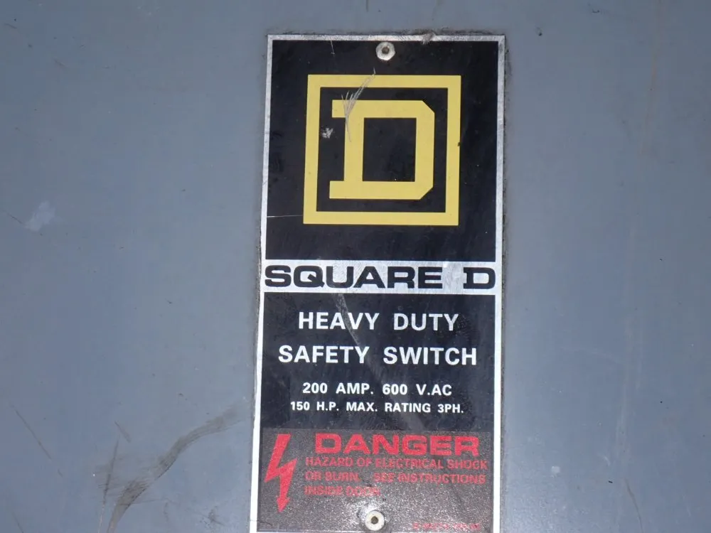 Square D 200 Amp / 600 Vac Non Fusible Disconnect - Hu-364-rb
