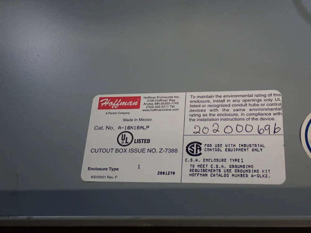 Hoffman Enclosure - A-16n16alp