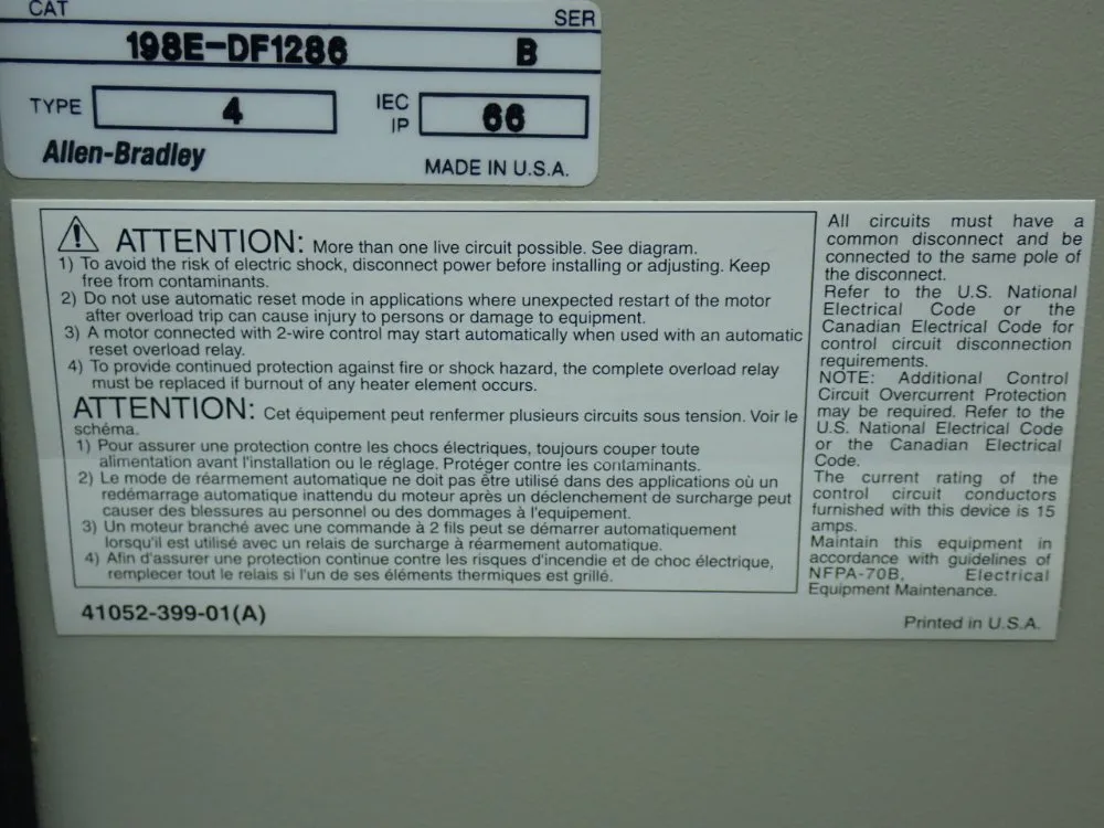 Allen-bradley Starter W/ Enclosure - 109-c37faa1h
