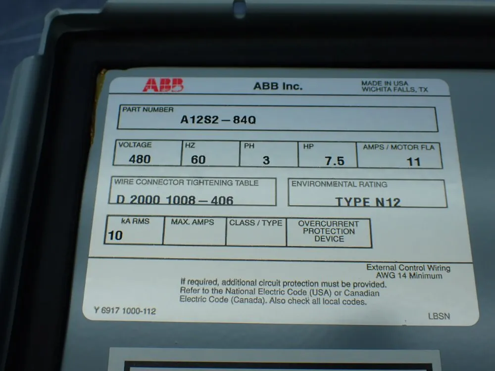 Abb Starter W/ Enclosure - A12s2-84q