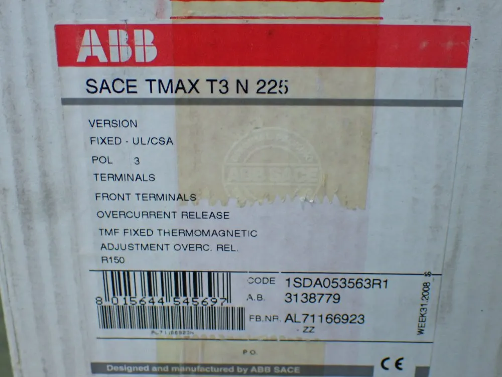 Abb Molded Case Circuit Breaker - Sace Tmax T3 N 225