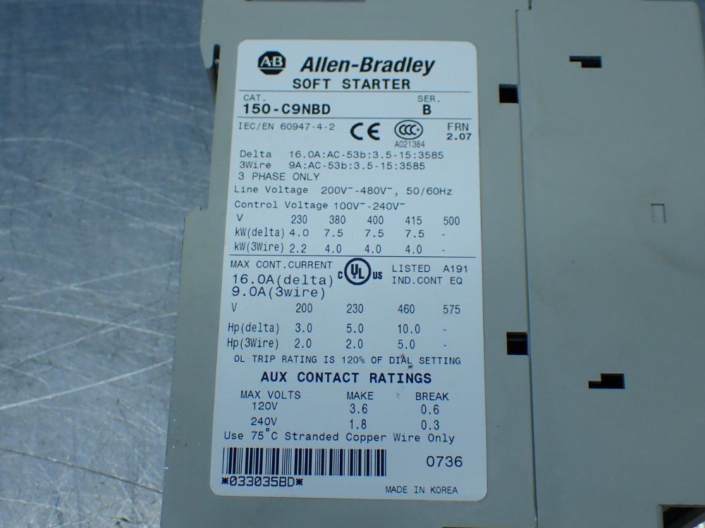 Allen-bradley Smart Motor Controller. Open Type - 150-c9nbd