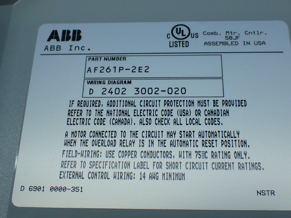 Abb Starter W/ Enclosure - Af261p-2e2