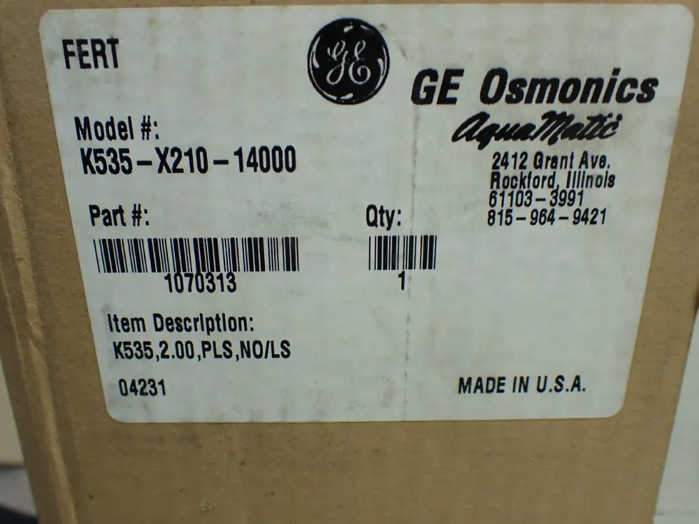 Ge Osmonics Solenoid Valve. - K535-x210-14000