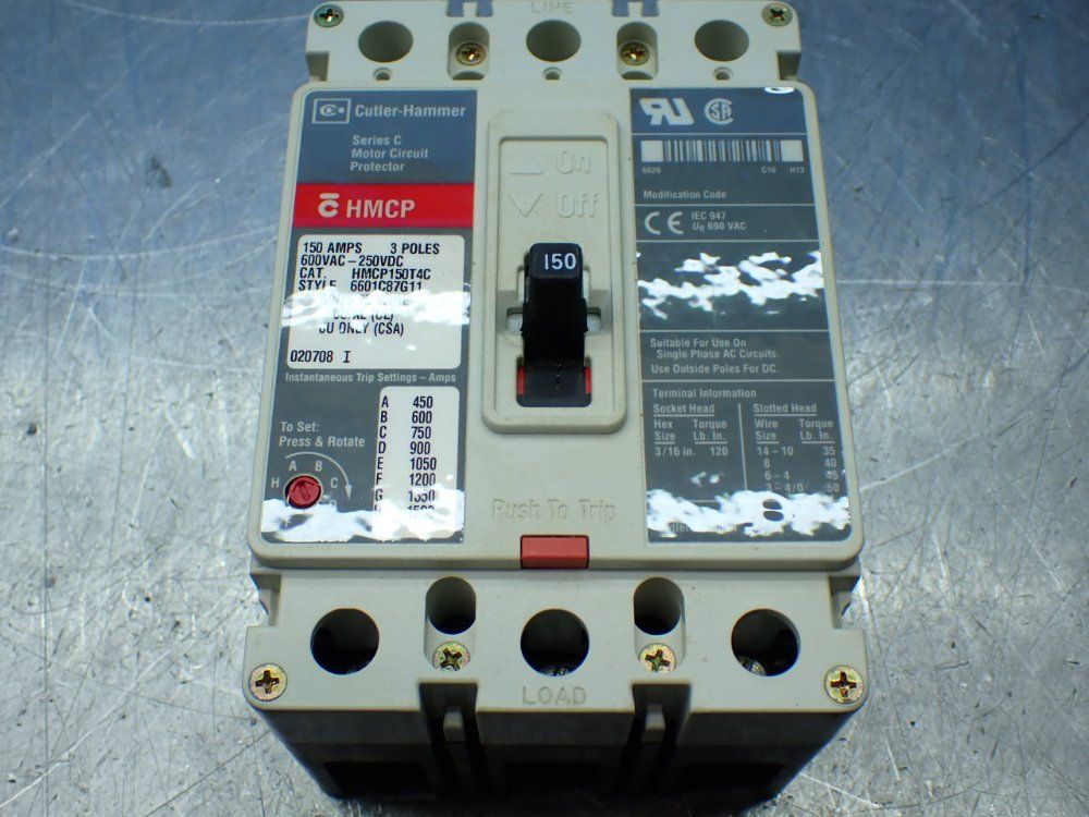 Cutler-hammer Motor Circuit Protector. - Hmcp150t4c